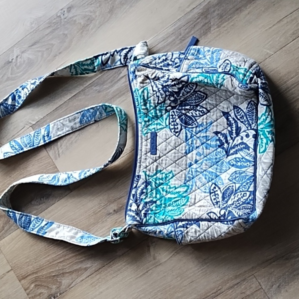Vera Bradley Floral Quilted Shoulder Bag in Blue and Green